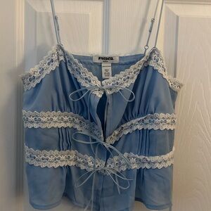 RSQ Light Blue Camisole with White Lace